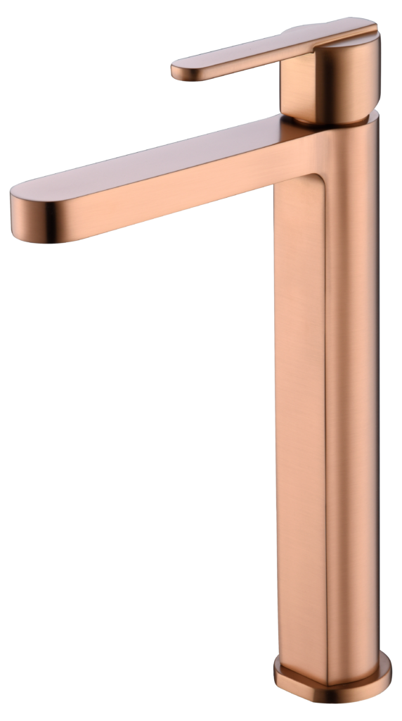 Monomando de lavabo alto oro rosa cepillado Roma IMEX