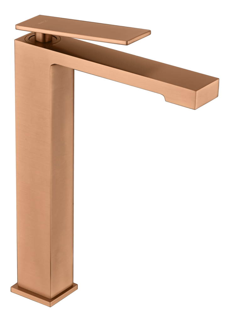 Monomando de lavabo alto oro rosa cepillado serie Pisa IMEX