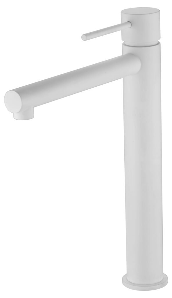 Monomando de lavabo caño alto blanco serie Milos IMEX