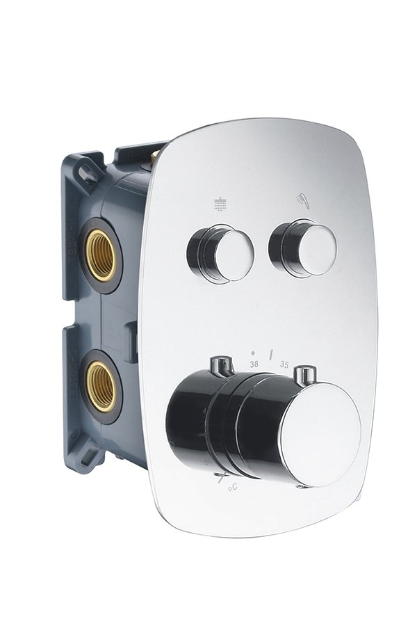 Grifería termostática empotrada IMEX GSP02V — 2 vías, placa ovalada