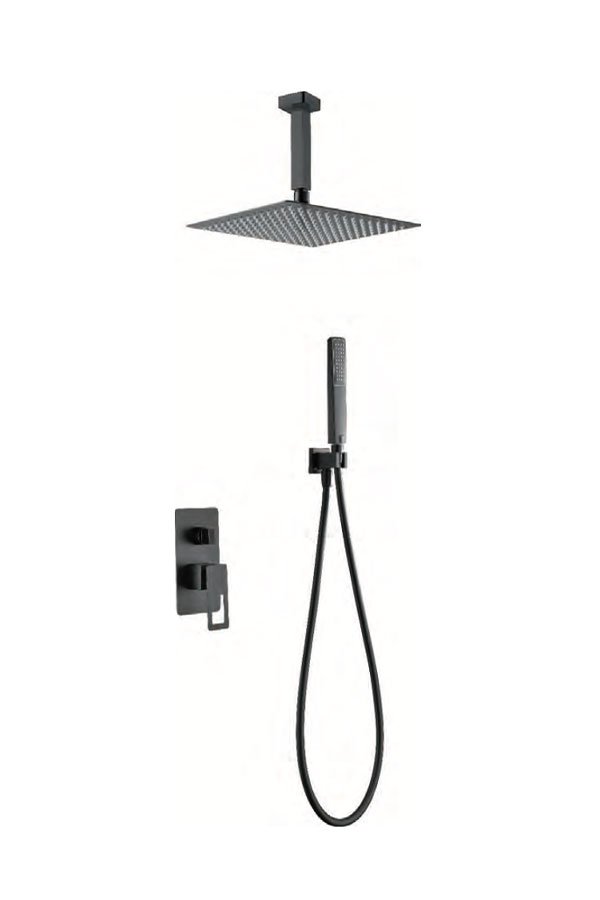 Conjunto de ducha monomando empotrado negro mate serie Estocolmo IMEX