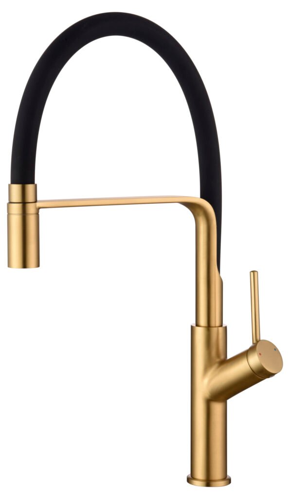 Grifería de cocina monomando flexible oro cepillado serie Sena IMEX