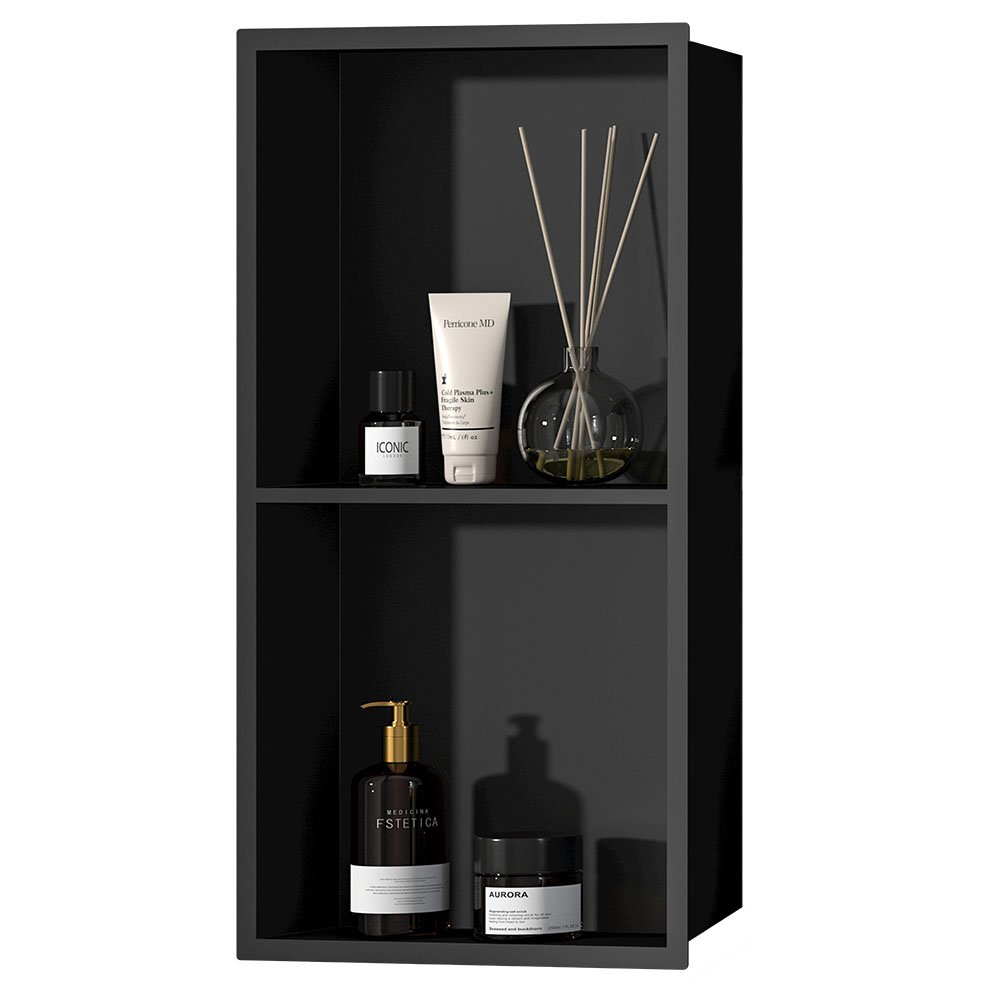 Hornacina de ducha rectangular · Negro mate