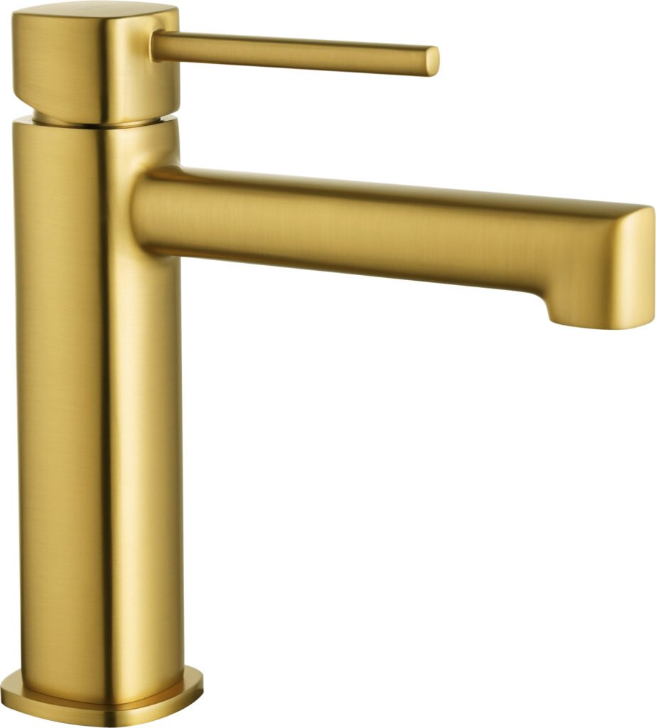 Monomando lavabo oro cepillado serie Toscana en oro cepillado