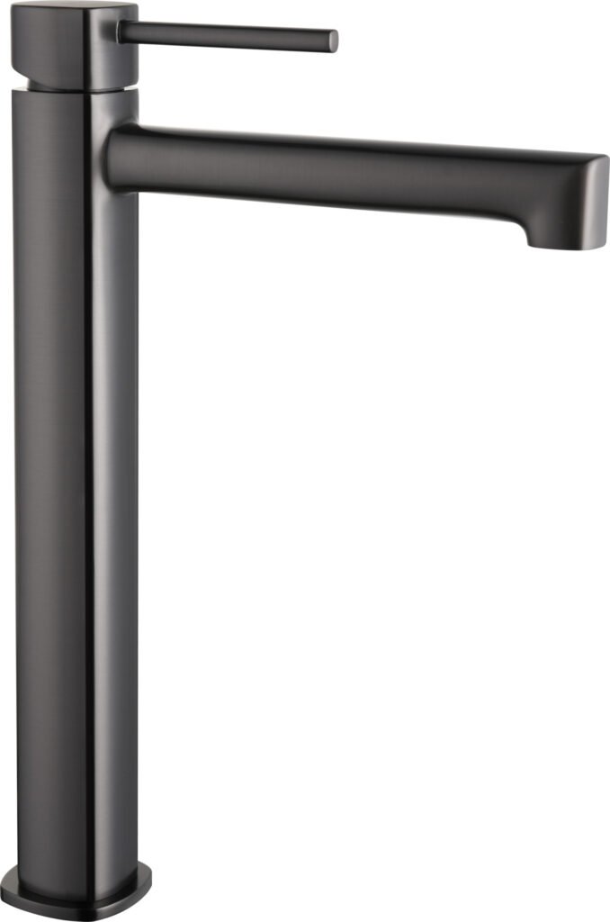 Monomando lavabo alto serie Toscana en black gun metal