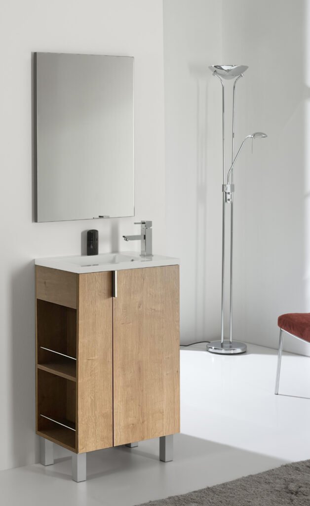 Mueble de baño Iris con lavabo y espejo rectangular · 50 cm