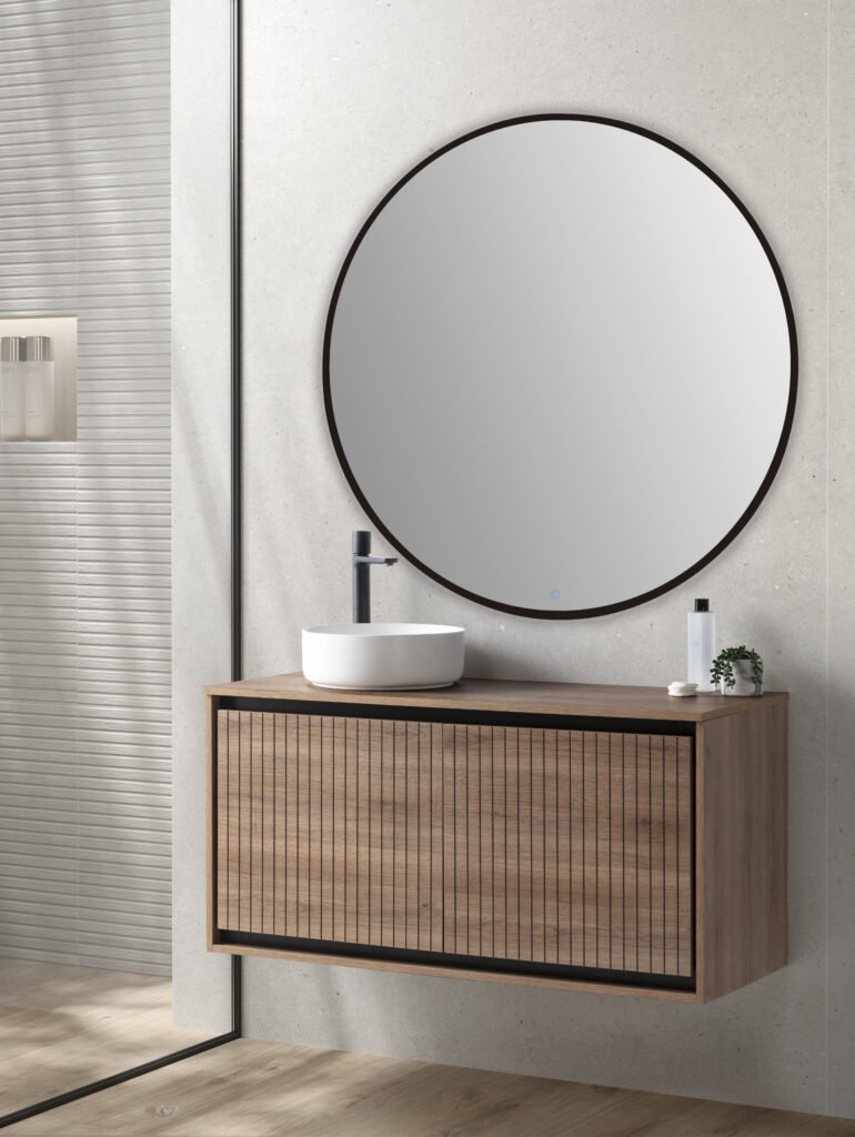 Goya · conjunto con tapa Roble Elia y lavabo circular