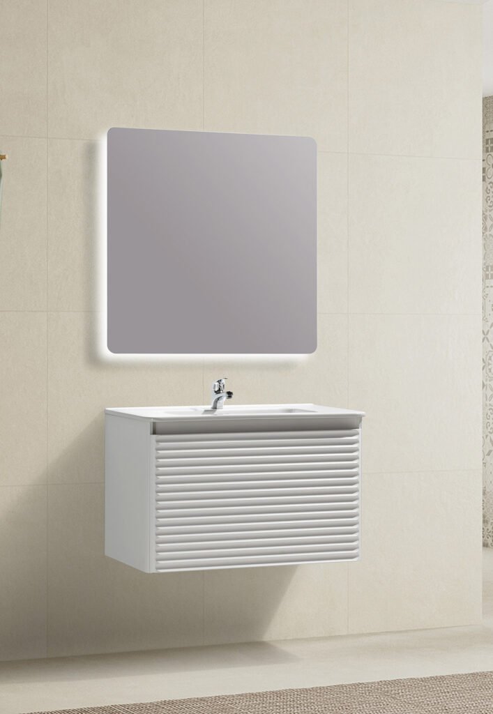 Lavabo cerámico de cantos curvados · 1 seno