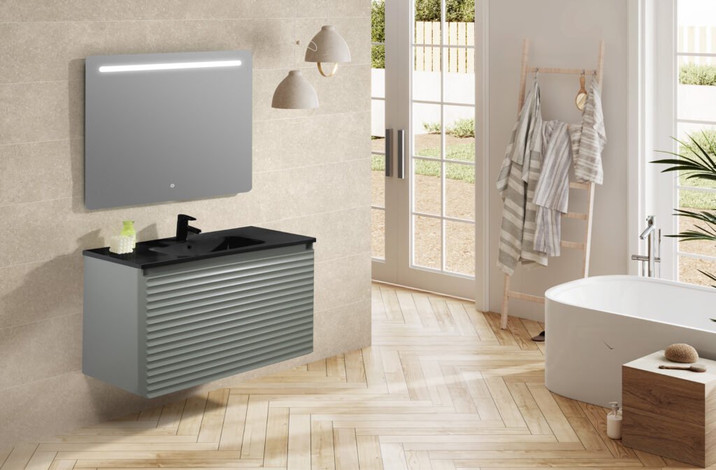 Emma · conjunto de un cajón exterior y uno interior con lavabo negro