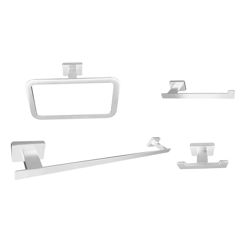 Quad · pack de cuatro accesorios de baño · Blanco mate