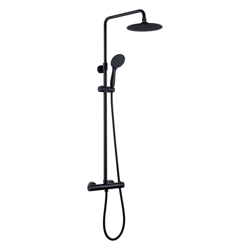 Columna de ducha termostática Black redonda, negro mate