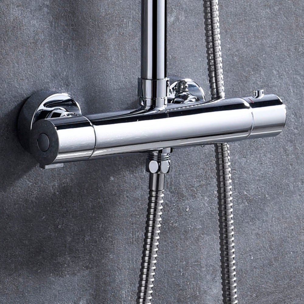 Grifo termostático con desviador para columna de ducha, cromo brillo · L152714