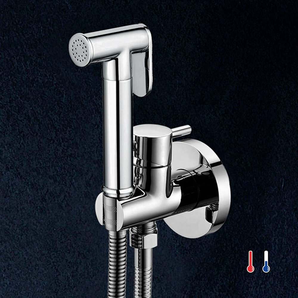 Hidroescobilla Round · equipo de higiene con agua fría y caliente, cromo brillo · L155374