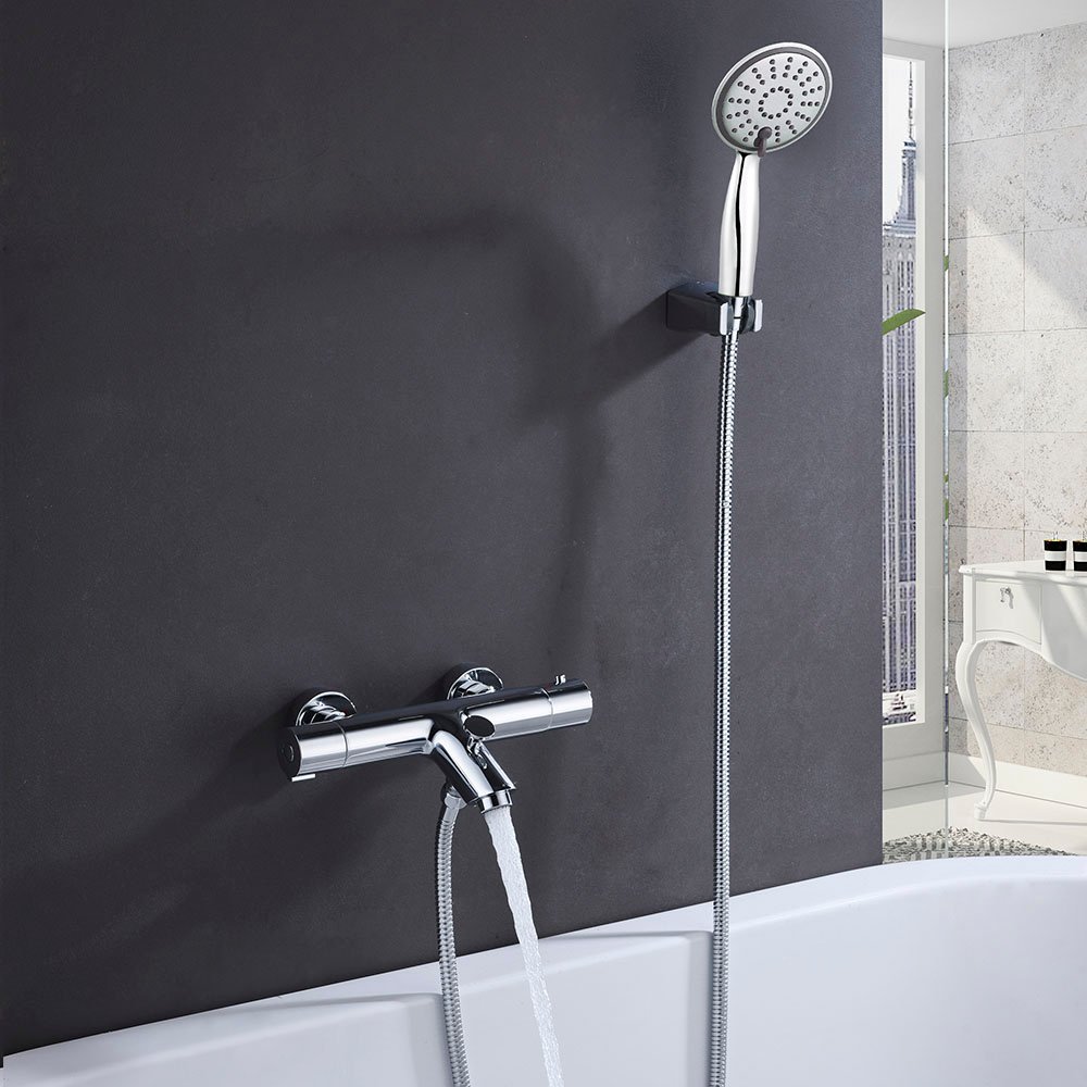 Bonn · grifo termostático de bañera con equipo de ducha, cromo brillo · L155704