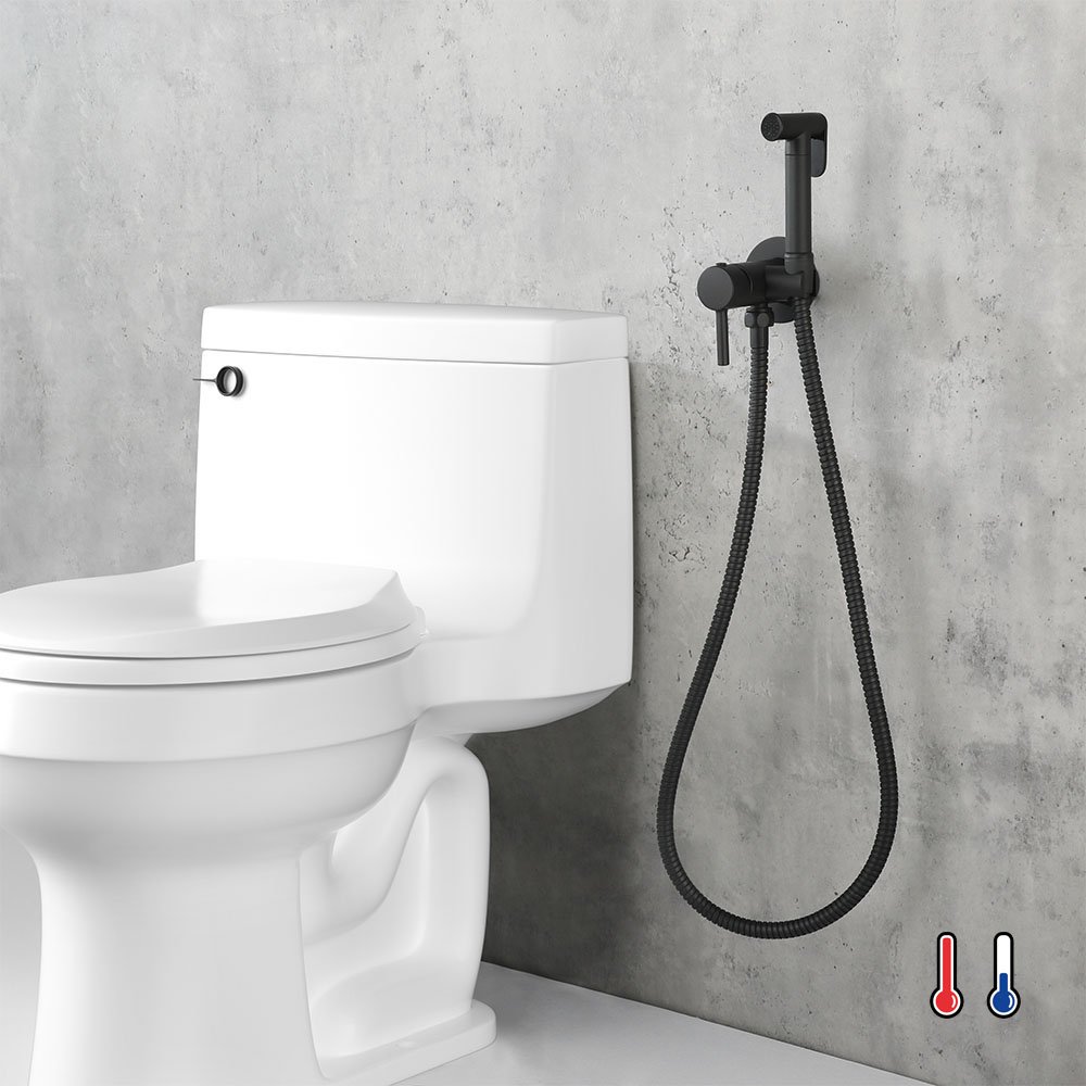 Hidroescobilla · equipo de higiene con agua fría y caliente, negro mate · L156474