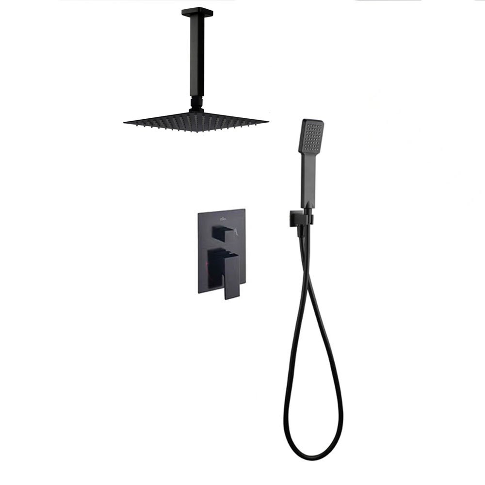 Cherokee Black · equipo de ducha empotrado de techo · Negro mate