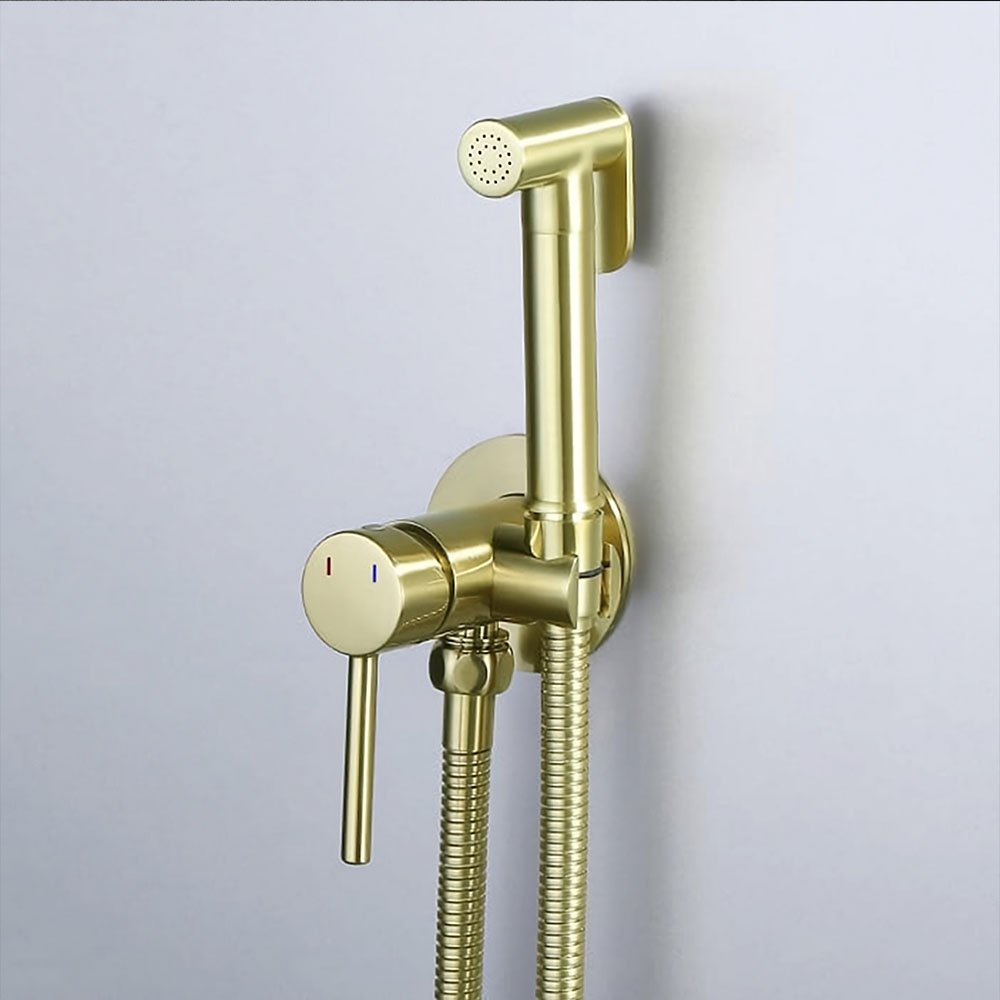 Hidroescobilla · equipo de higiene con agua fría y caliente, oro cepillado · L159644