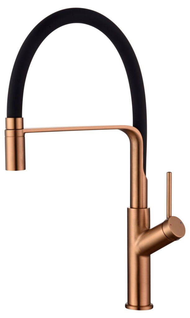 Grifería de cocina monomando flexible oro rosa cepillado serie Sena IMEX