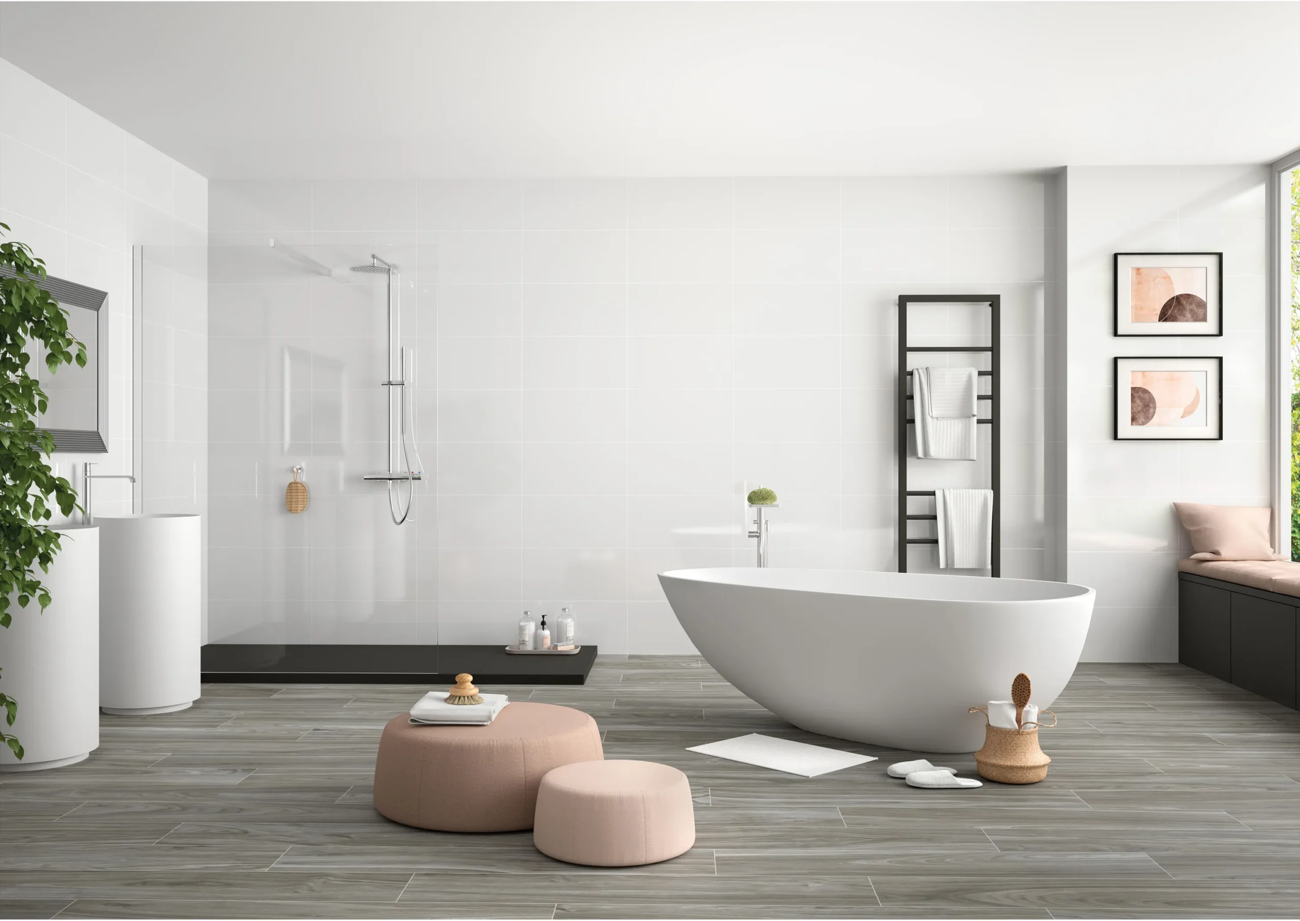 Azulejo White Gloss STN 30×60 cm blanco — escena de ambiente ilustrativa
