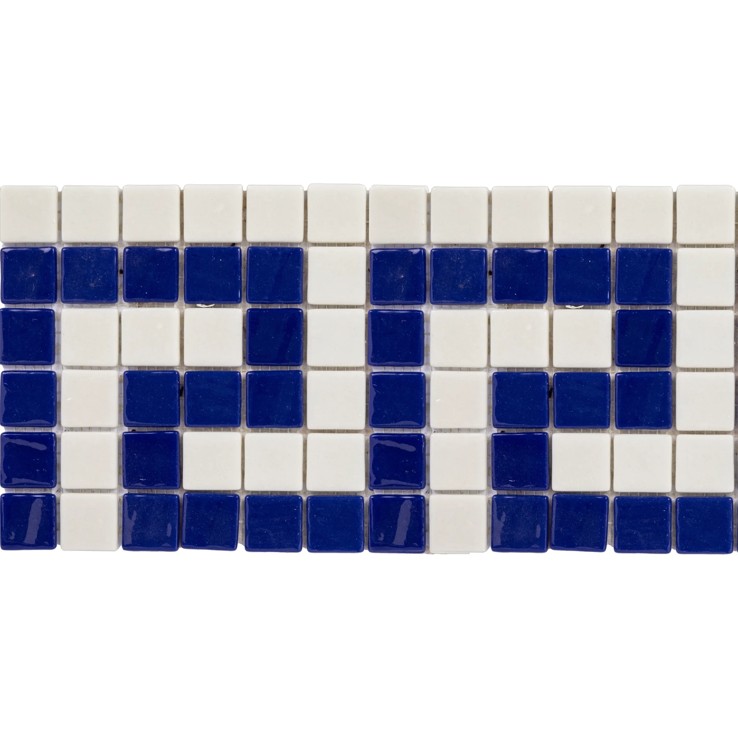Greca piscina fondo blanco y dibujo azul marino · vista frontal
