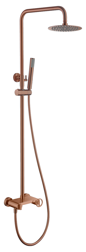 Barra de ducha monomando oro rosa cepillado serie Olimpo — referencia IMEX BDC033/ORC
