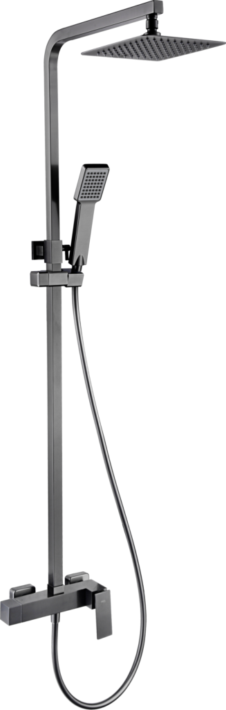 Barra de ducha monomando black gun metal serie Pisa — referencia IMEX BDP048/BGM