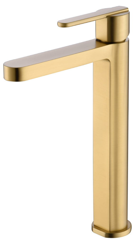 Monomando de lavabo alto oro cepillado Roma — referencia IMEX BDR001-3OC