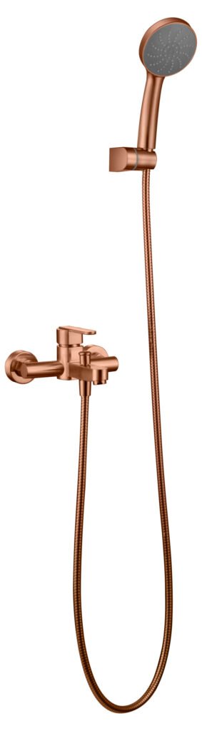 Grifería de baño y ducha monomando oro rosa cepillado serie Roma — referencia IMEX BDR001-4ORC