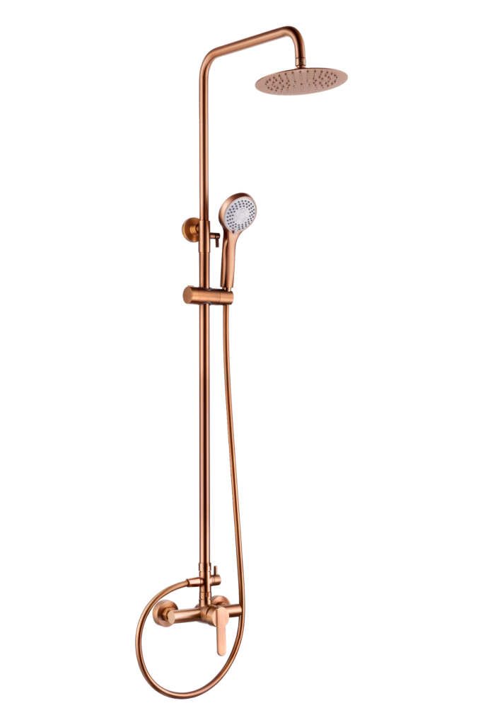 Barra de ducha monomando oro rosa cepillado serie Roma — referencia IMEX BDR001/ORC