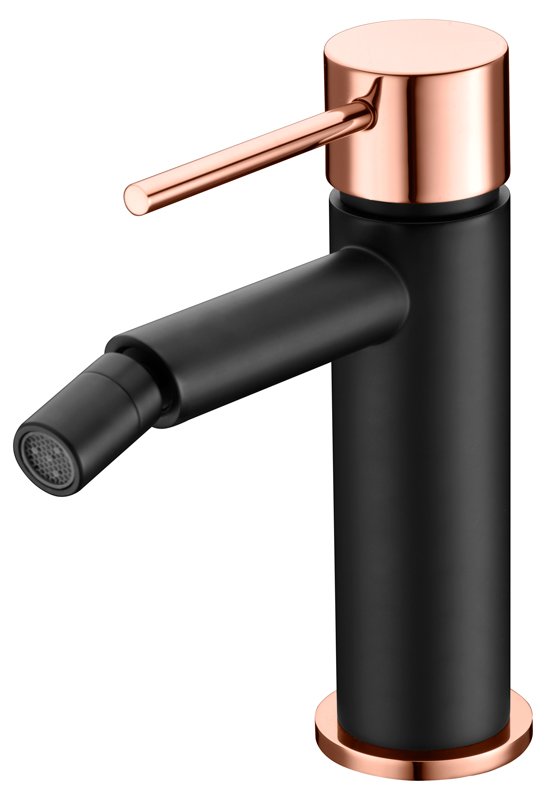 Monomando de bidé negro oro rosa serie Milos — referencia IMEX BDYS045-2NOR
