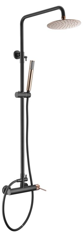Barra de ducha extensible negro oro rosa serie Milos — referencia IMEX BDYS045/NOR
