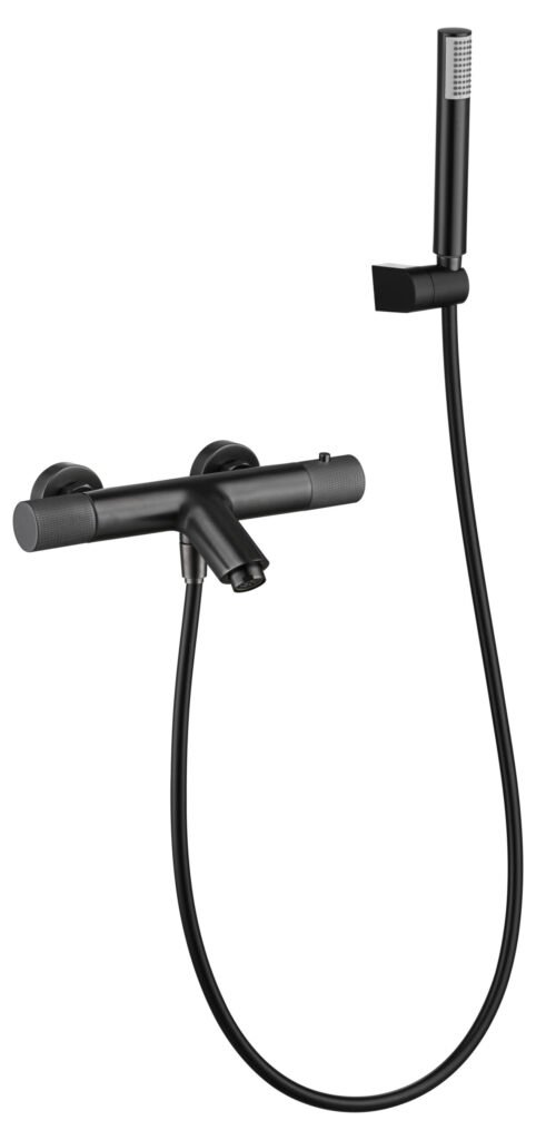 Grifería termostática baño y ducha black gun metal serie Line — referencia IMEX BTD038-4BGM