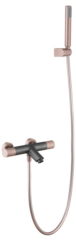 Grifería de baño y ducha termostática gris mate/ champagne serie Line — referencia IMEX BTD038-4GC