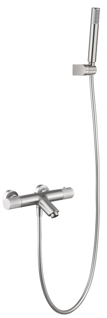 Grifería termostática de baño y ducha níquel cepillado serie Line — referencia IMEX BTD038-4NQ