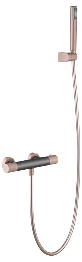 Grifería ducha termostática gris mate/ champagne serie Line — referencia IMEX BTD038-5GC
