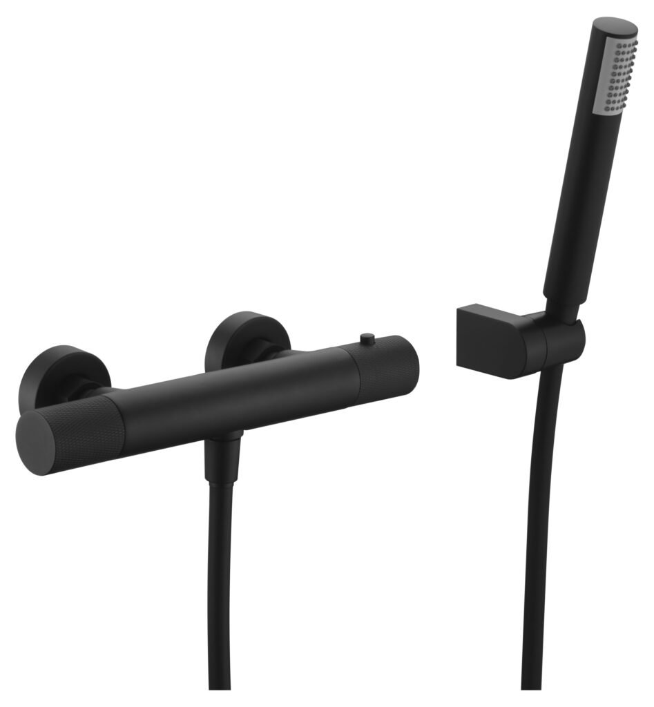 Grifería termostática ducha negro mate serie Line — referencia IMEX BTD038-5NG