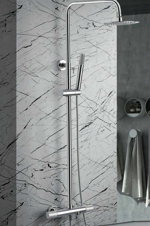 Barra de bañera y ducha termostática cromada serie Line — referencia IMEX BTD038-B