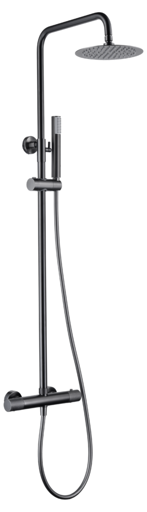 Barra de ducha termostático black gun metal serie Line — referencia IMEX BTD038/BGM