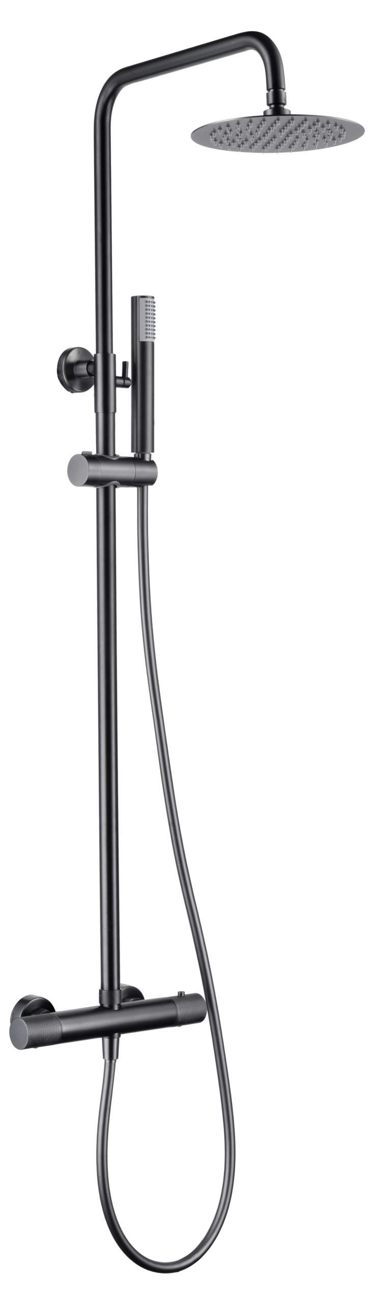 Barra de ducha termostático black gun metal serie Line — referencia IMEX BTD038/BGM