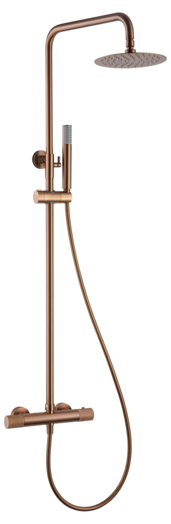 Barra de ducha termostático oro rosa cepillado serie Line — referencia IMEX BTD038/ORC
