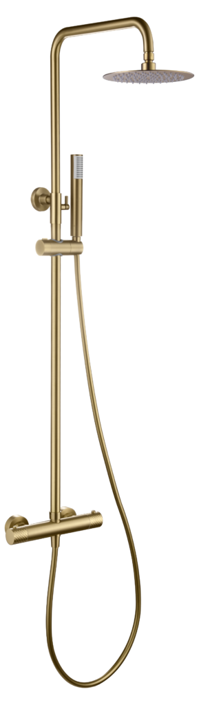 Barra de ducha termostática serie Génova en oro cepillado — referencia IMEX BTG053/OC