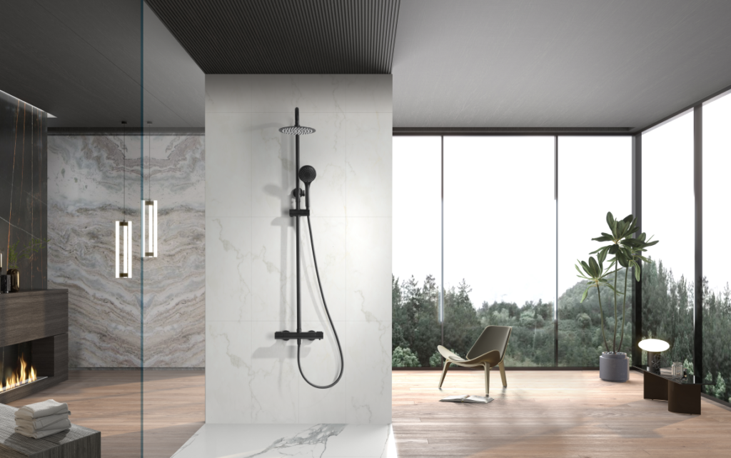 Barra de ducha termostática negro mate serie Eco-Kent — referencia BTK017-ECO/NG