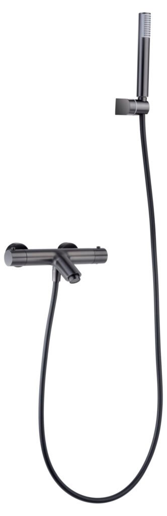 Grifería baño y ducha termostático black gun metal serie Monza — referencia IMEX BTM039-4BGM