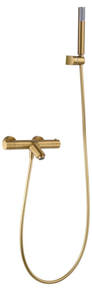 Grifería baño y ducha termostático oro cepillado serie Monza — referencia IMEX BTM039-4OC