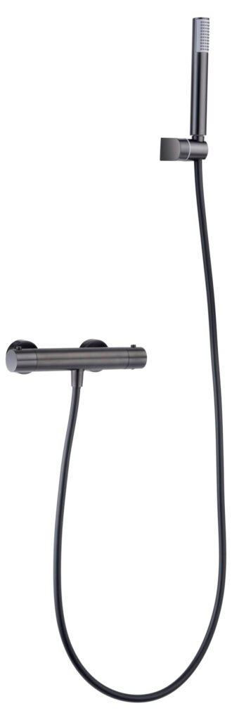 Grifería ducha termostático black gun metal serie Monza — referencia IMEX BTM039-5BGM