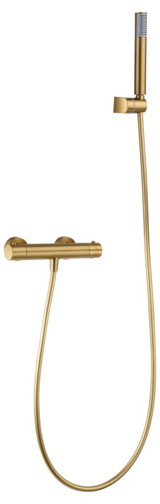 Grifería ducha termostático oro cepillado serie Monza — referencia IMEX BTM039-5OC