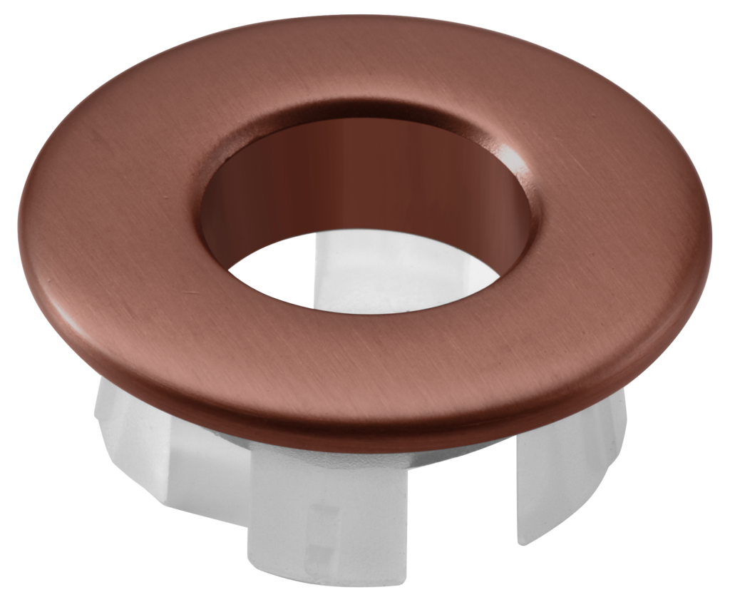 Embellecedor para rebosadero lavabo oro rosa cepillado — referencia IMEX ERL001/ORC