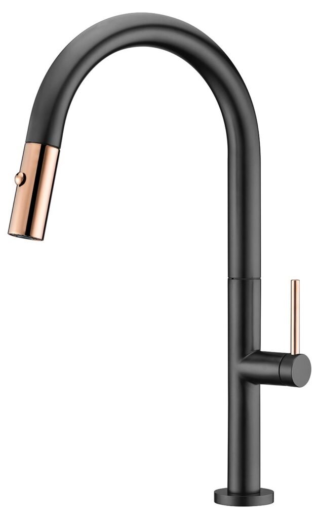Grifería de cocina monomando extraíble negro oro rosa serie Samoa — referencia IMEX GCE017/NOR