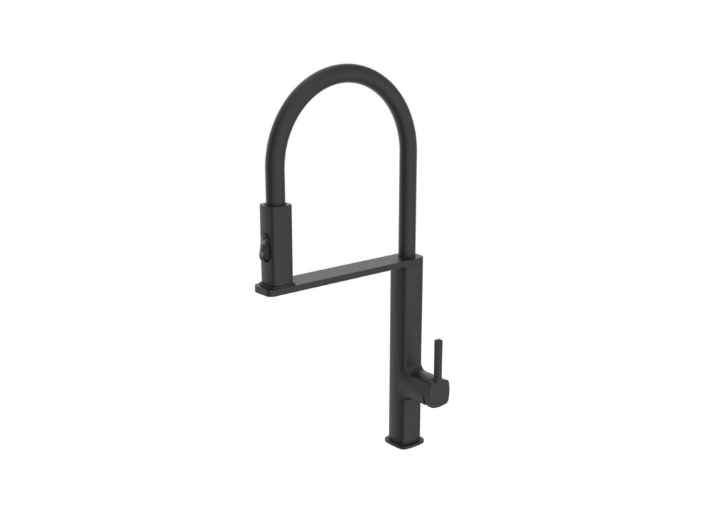 Grifería de cocina monomando extraíble negro mate serie Menorca — referencia IMEX GCE019/NG