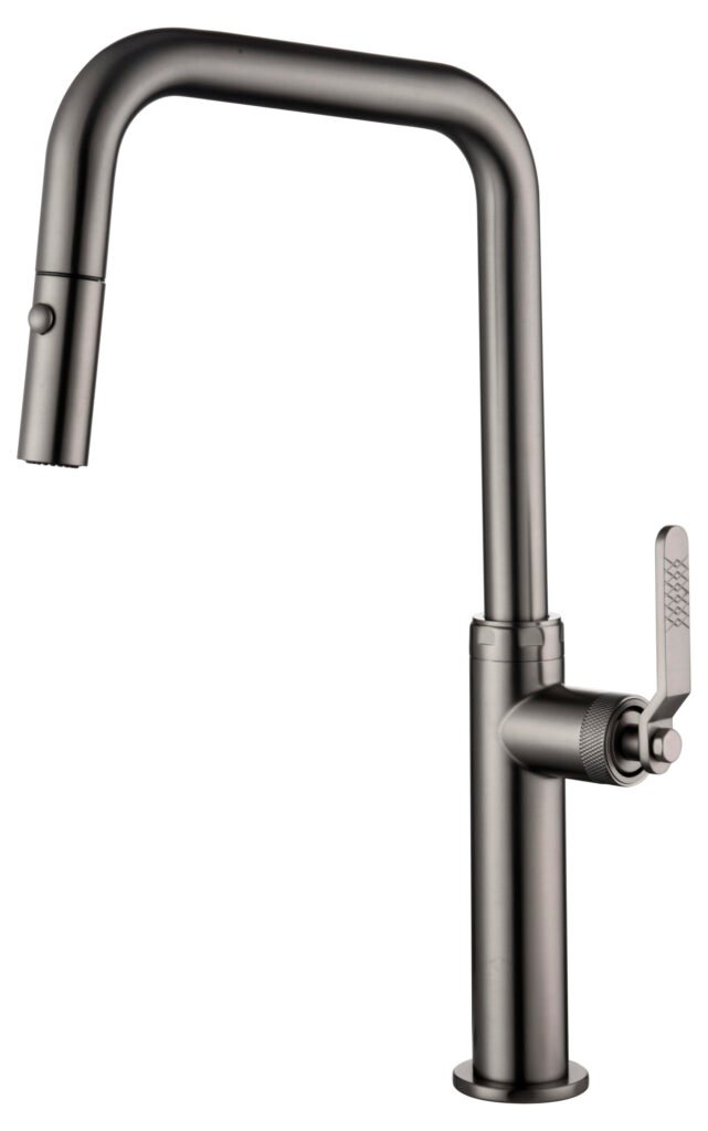 Grifería de cocina monomando extraíble Black Gun Metal serie Niza — referencia IMEX GCE027/BGM